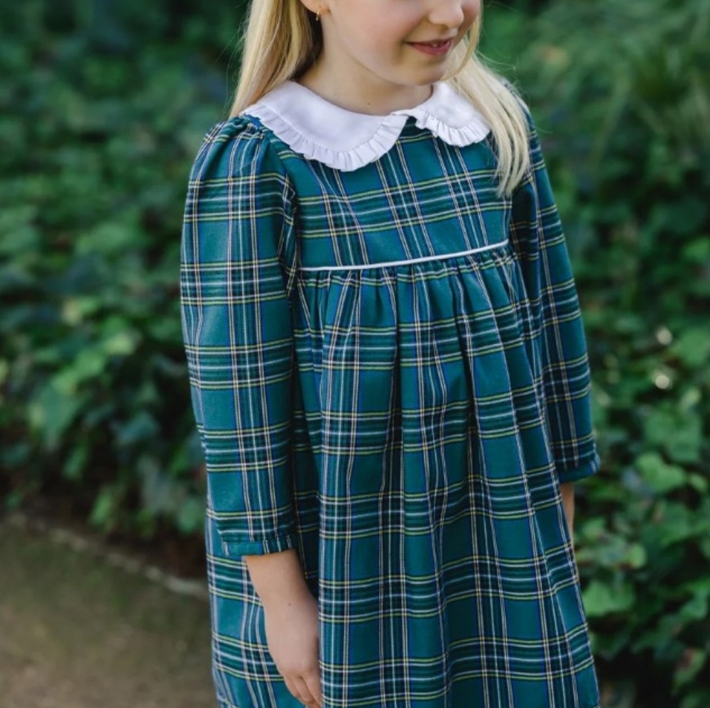 KREWE Green and Blue Plaid Kids Formal Dress